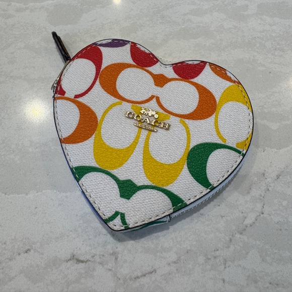 Coach Heart Rainbow Coin Purse - Picture 1 of 5